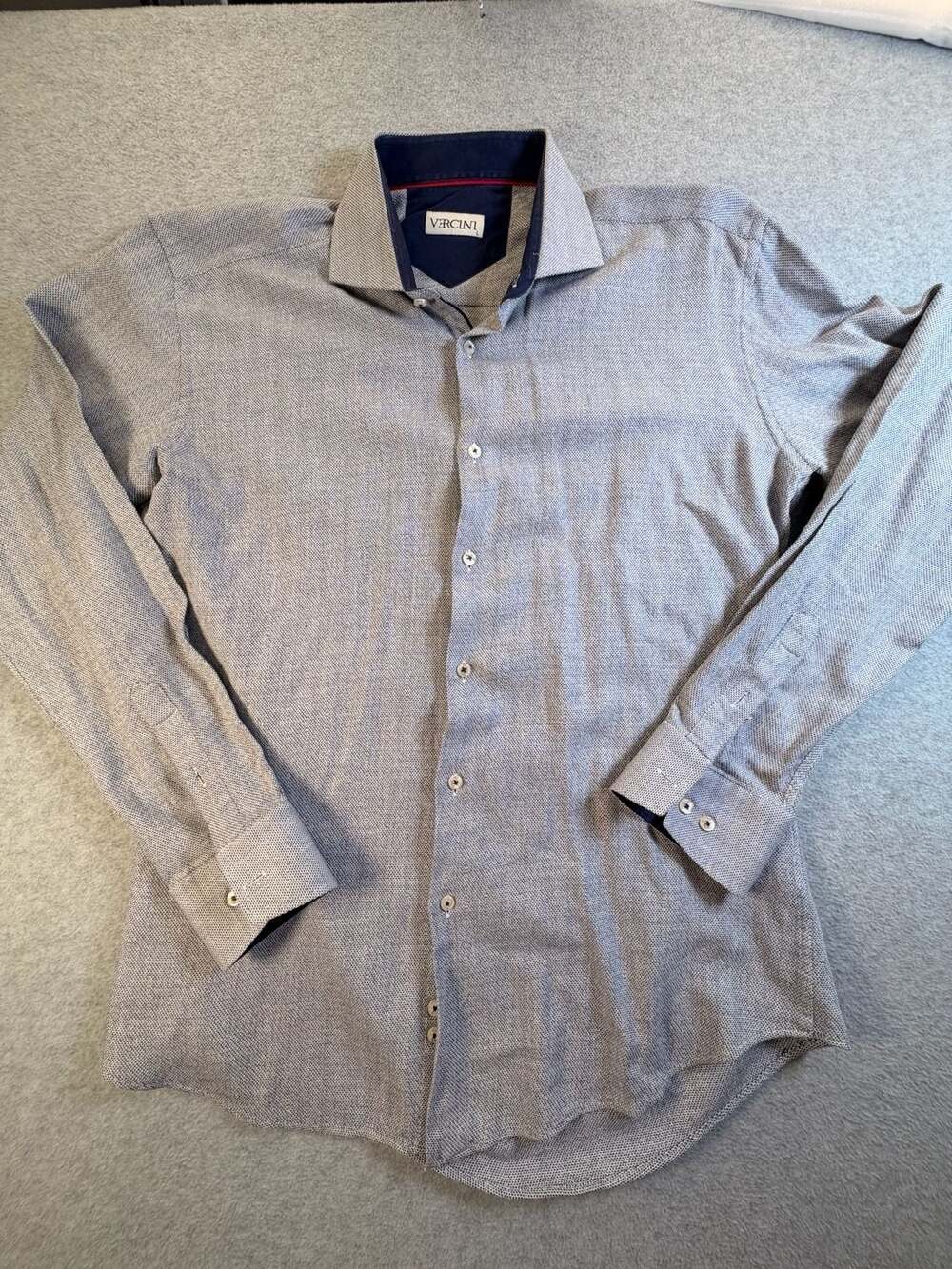 Vercini Long Sleeve Button Up Shirt Size L Gray Cotton Geometric